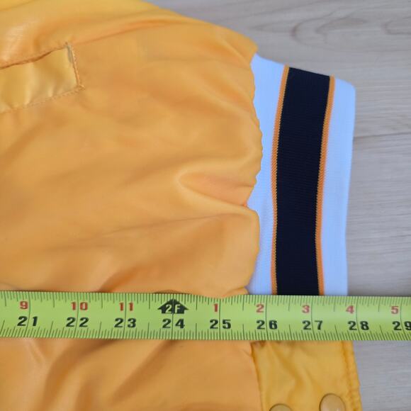 Rare Vintage 80s Adidas Satin Varsity Jacket Run DMC Size L Yellow Navy Street - Picture 9 of 9